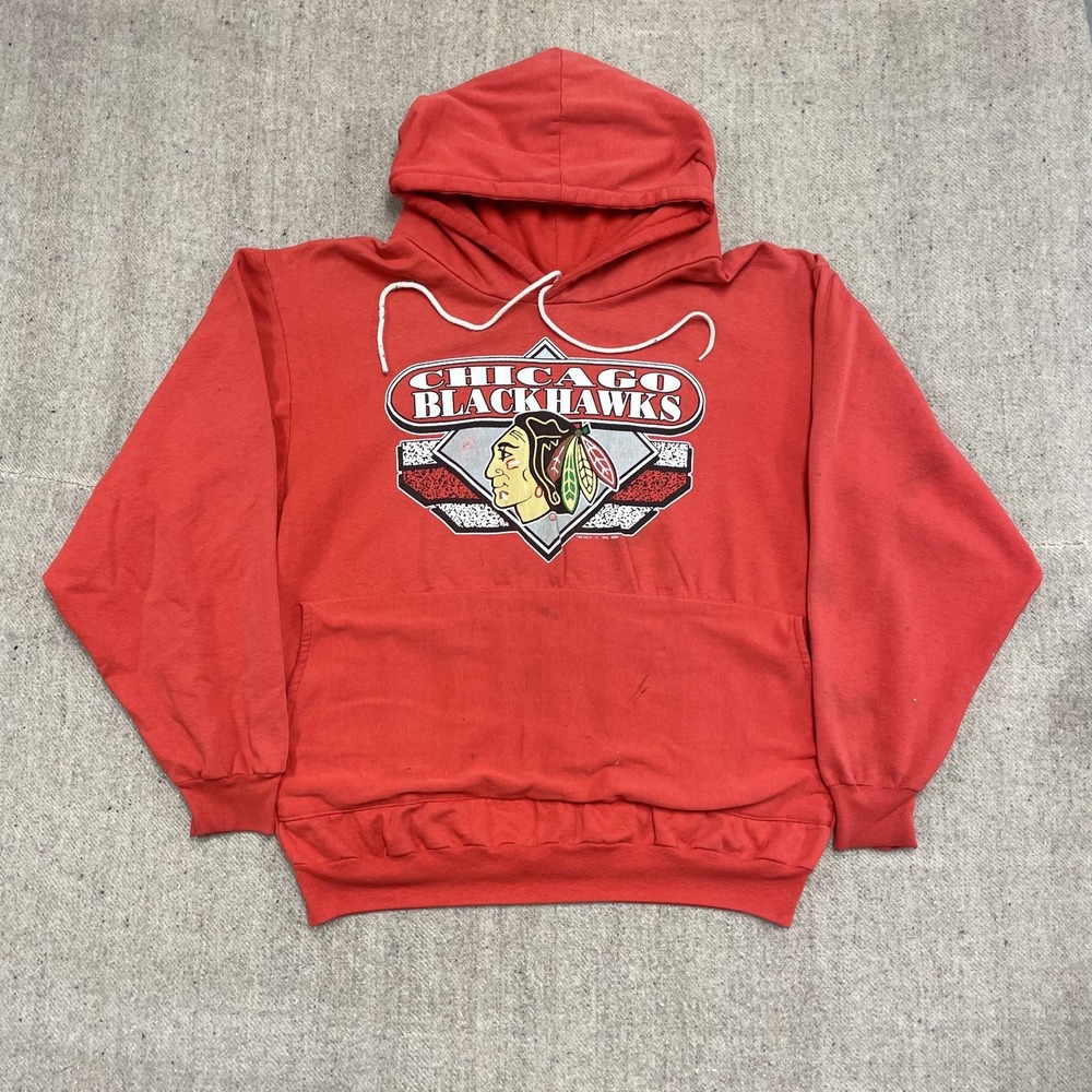 vintage‎ Chicago Blackhawks Hoodie mens large Red 1990s NHL